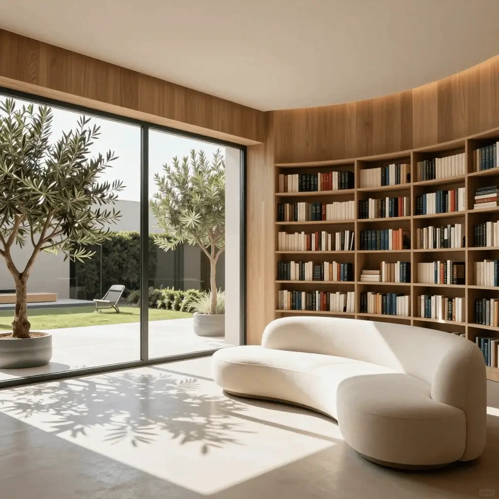 Modern reading room interior generated with HiDream O1 Image